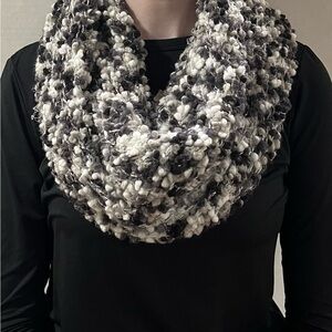 Black and White Textured Infinity Scarf